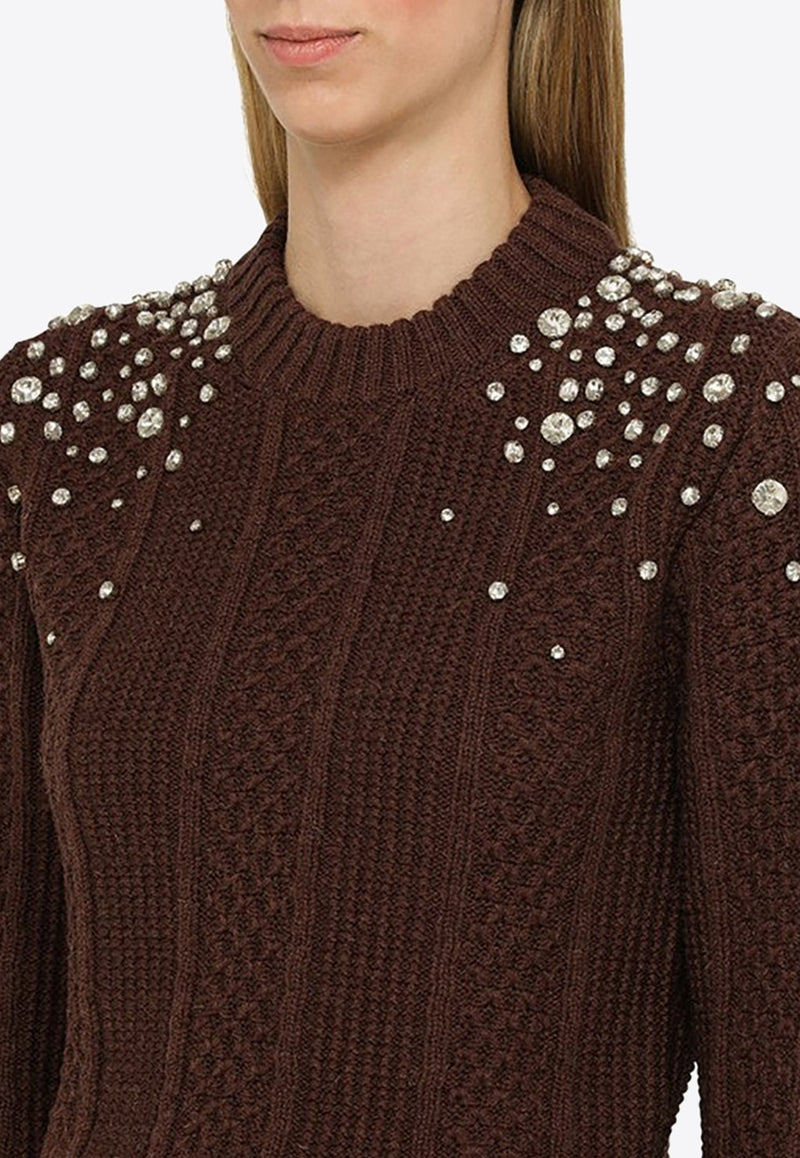 Rhinestone-Embellished Wool Sweater