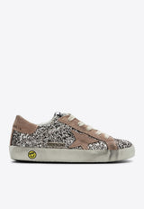 Girls Super-Star Suede and Glitter Sneakers