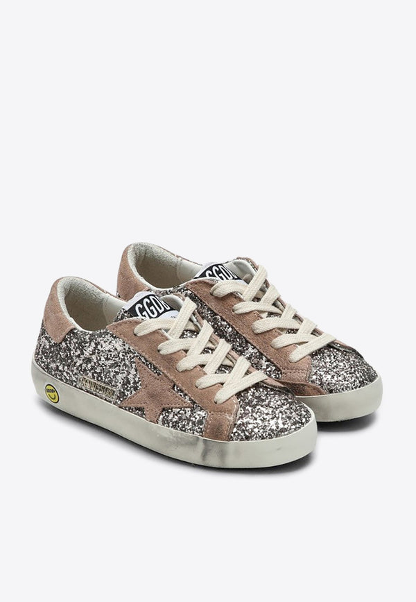 Girls Super-Star Suede and Glitter Sneakers