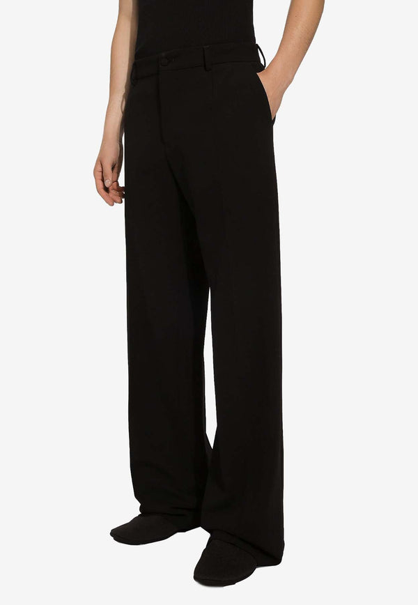 Straight-Leg Tailored Wool Pants