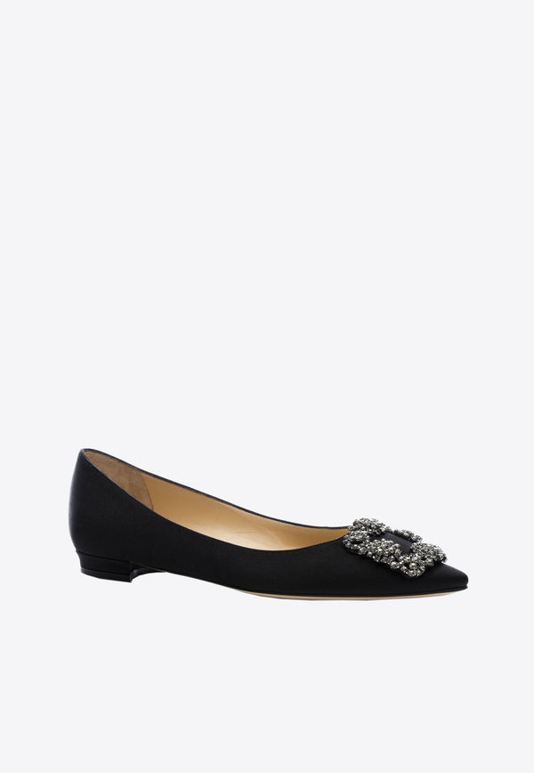 Hangisi FMC Crystal Buckle Satin Flats