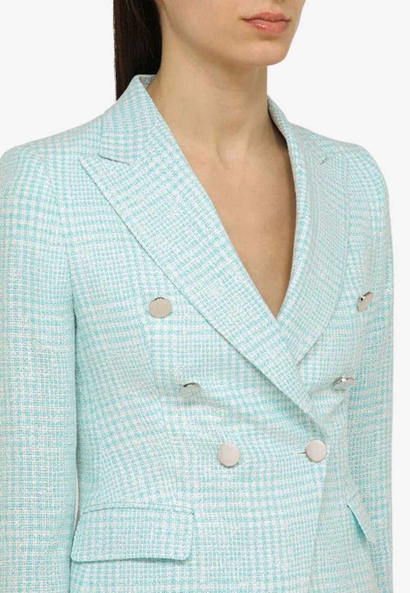 Double-Breasted Checked Blazer
