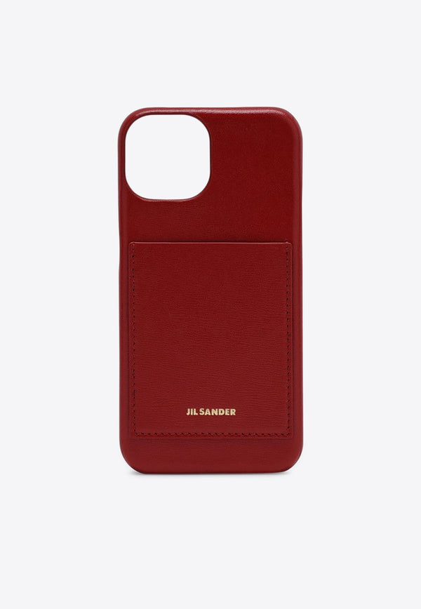 Logo Embossed iPhone 15 Leather Case