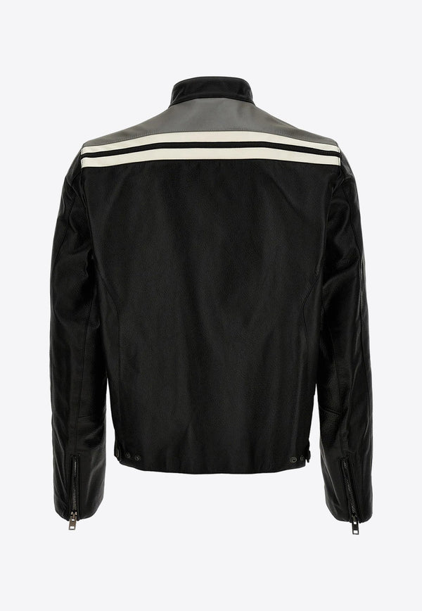 Logo Leather Biker Jacket