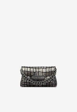 Mini Top Handle Bag in Metallic Croc Embossed Leather