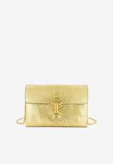 Snakeskin-Effect T-Logo Shoulder Bag