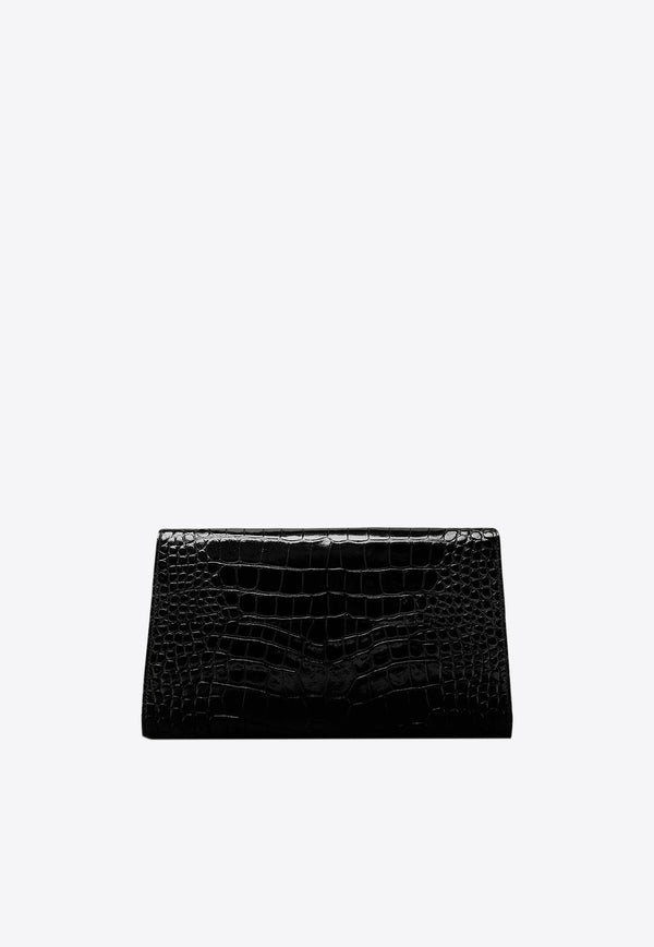 Nobile Croc-Embossed Leather Clutch