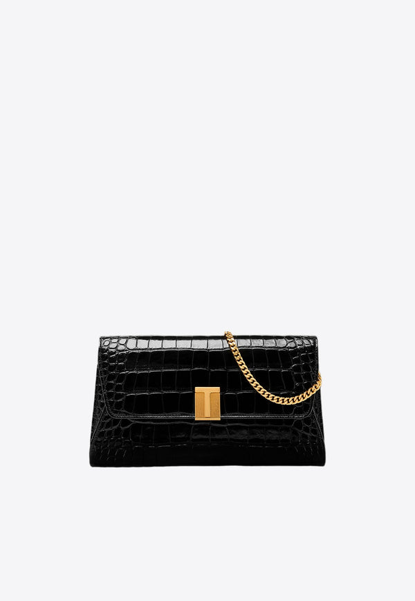 Nobile Croc-Embossed Leather Clutch