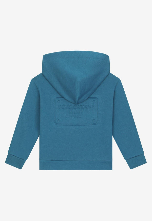 Boys Logo Embossed Zip-Up Hoodie