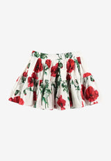 Girls Poppy Print Flared Skirt