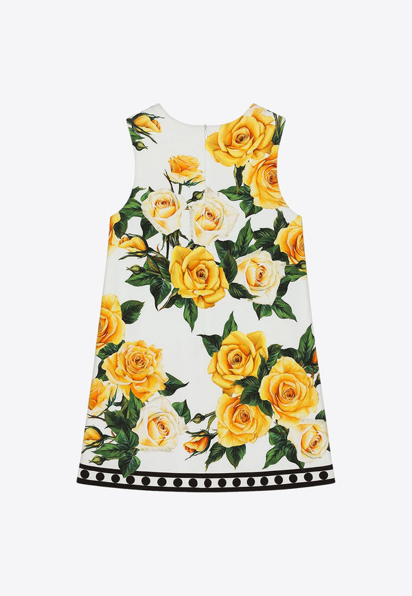 Girls Rose Print Sleeveless Dress