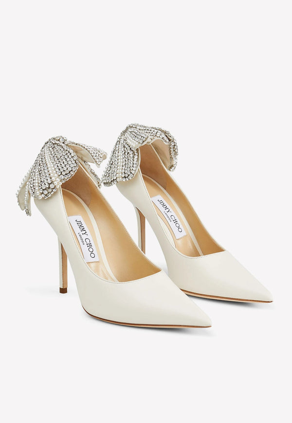Love 100 Nappa Leather Pumps with Pearl and Crystal Bow