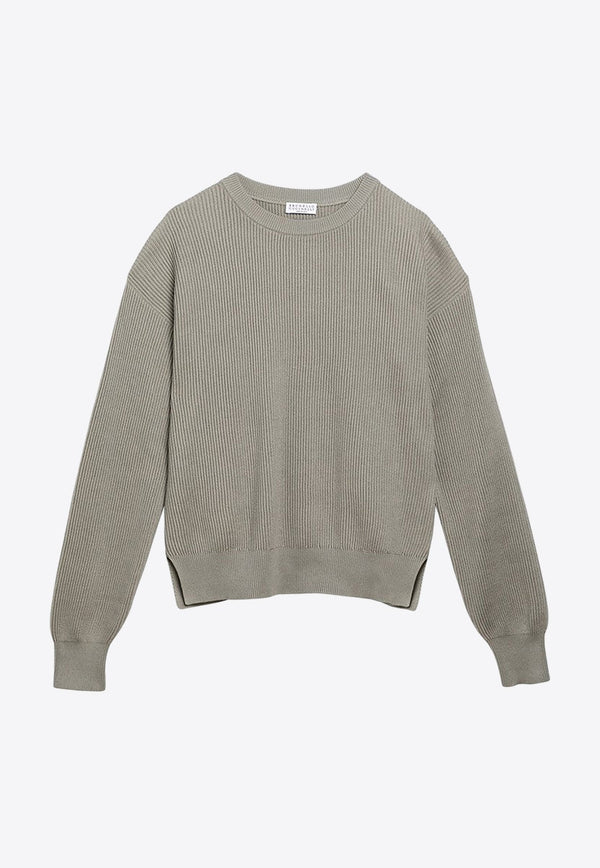 Rib-Knit Crewneck Sweater
