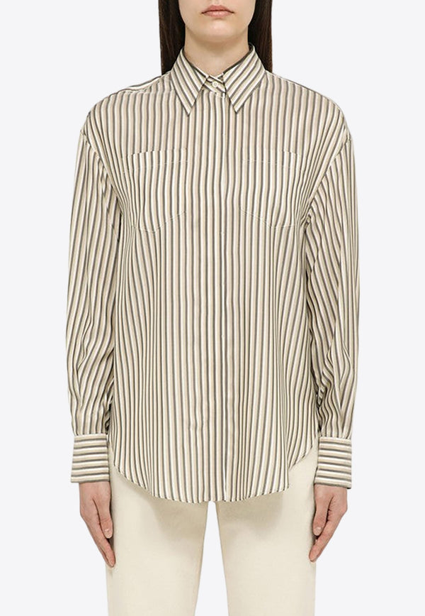 Monili-Stripe Silk Striped Shirt