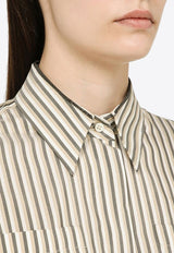 Monili-Stripe Silk Striped Shirt