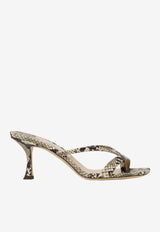 Maelie 70 Thong Mules in Python Print Leather