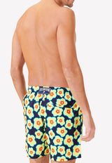 Mahina 1981 Flower Turtles Print Nylon Swim Shorts