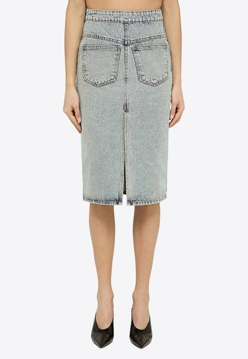 Knee-Length Inside Out Denim Skirt