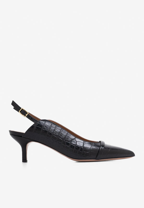 Marion 45 Slingback Pumps in Croc-Embossed Leather
