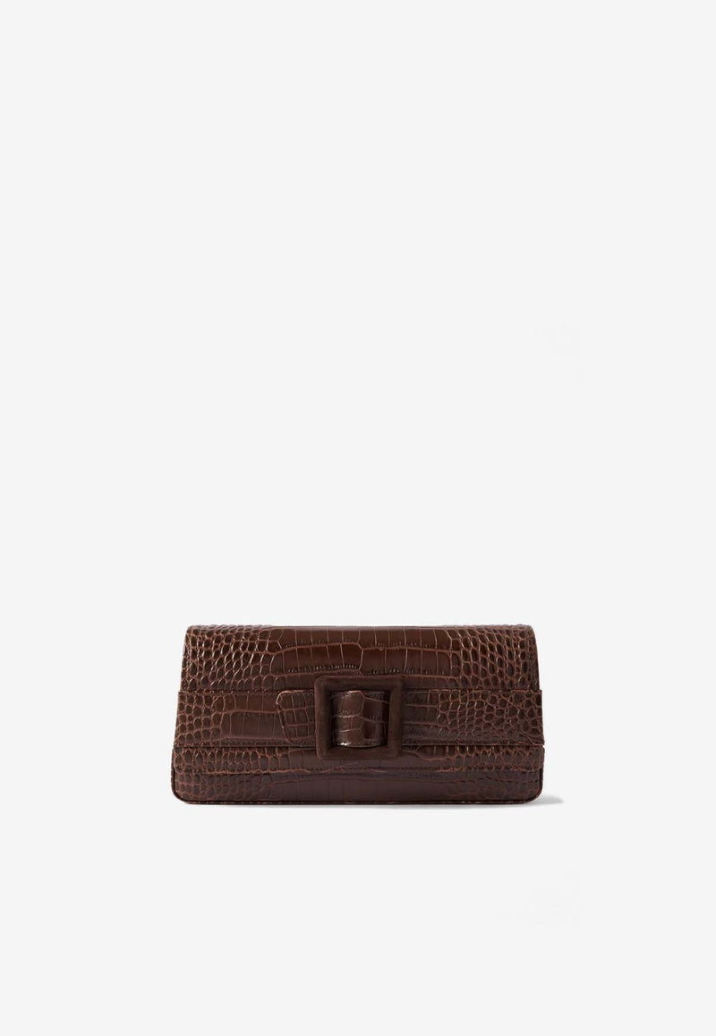 Maygot Croc-Embossed Leather Clutch