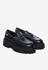 Logo Platform Leather Loafers