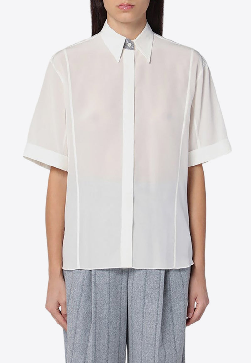 Semi-Sheer Boxy Silk Shirt