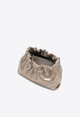 Logo Embossed Lamé Calf Leather Clutch
