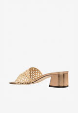 Minea 45 Woven Raffia Net Mules