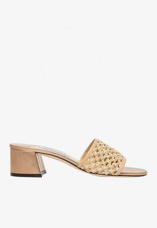 Minea 45 Woven Raffia Net Mules