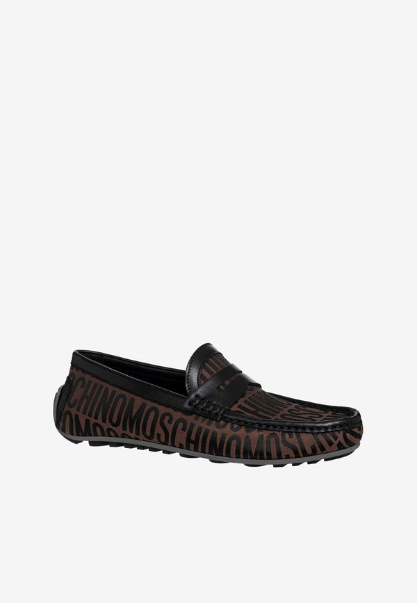 All-Over Jacquard Logo Driving Loafers