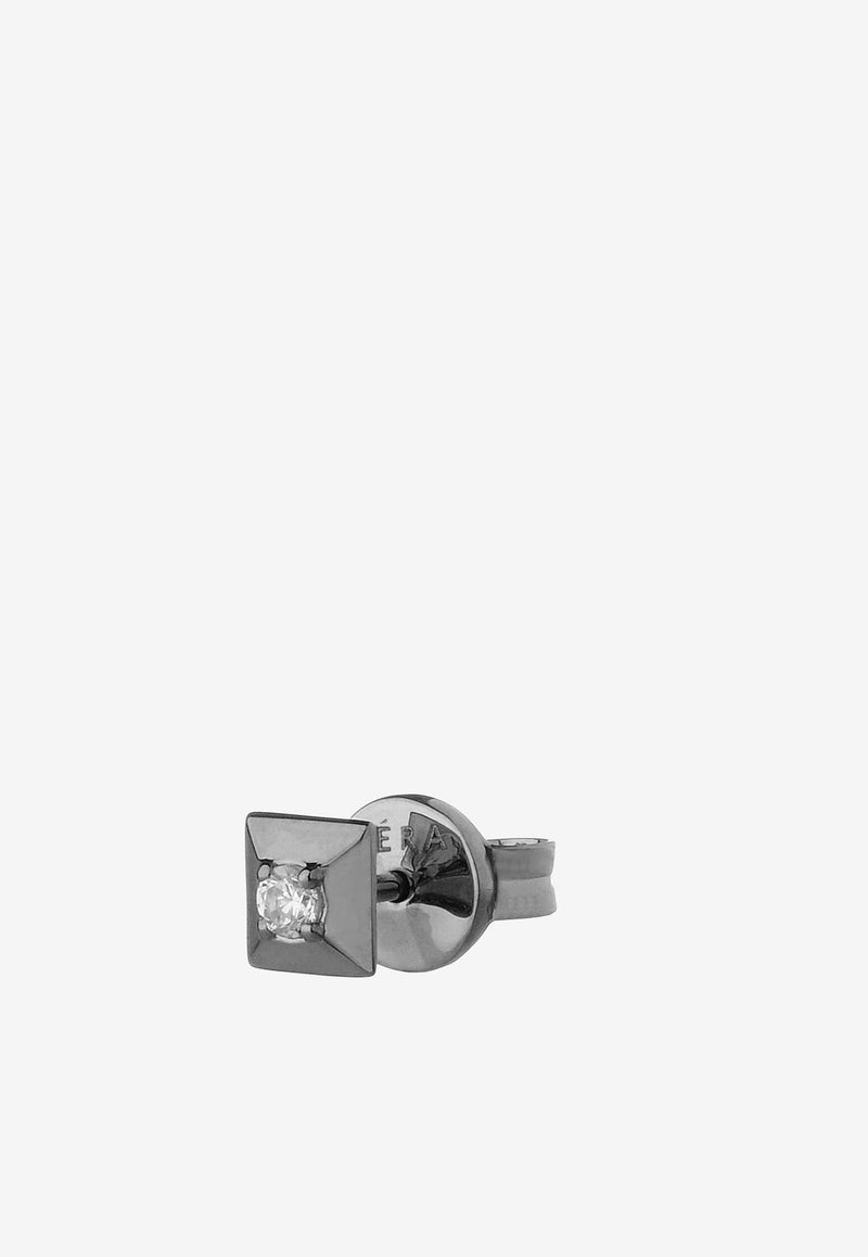 Medium Diamond Mini Single Stud Earring in 18-karat White Gold