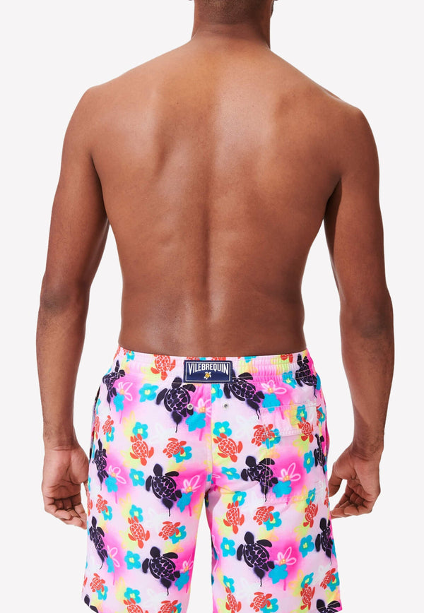 Okoa 1988 Turtles Graffiti Nylon Swim Shorts