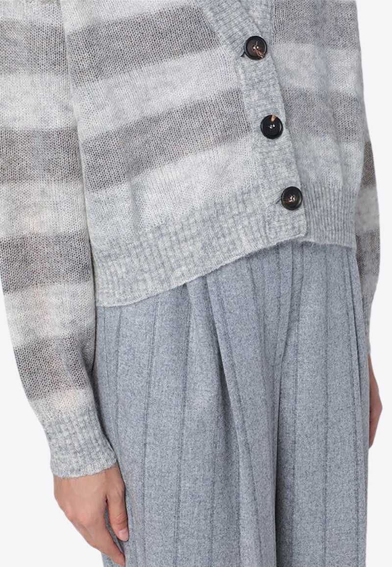 Striped Mohair-Blend Cardigan