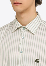 Logo Embroidered Striped Shirt