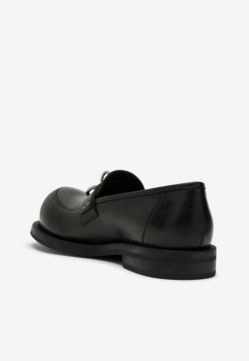 Metal Ring Leather Loafers