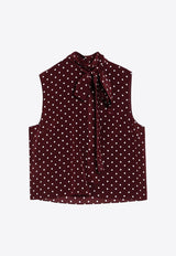 Bow Detail Polka Dot Silk Top