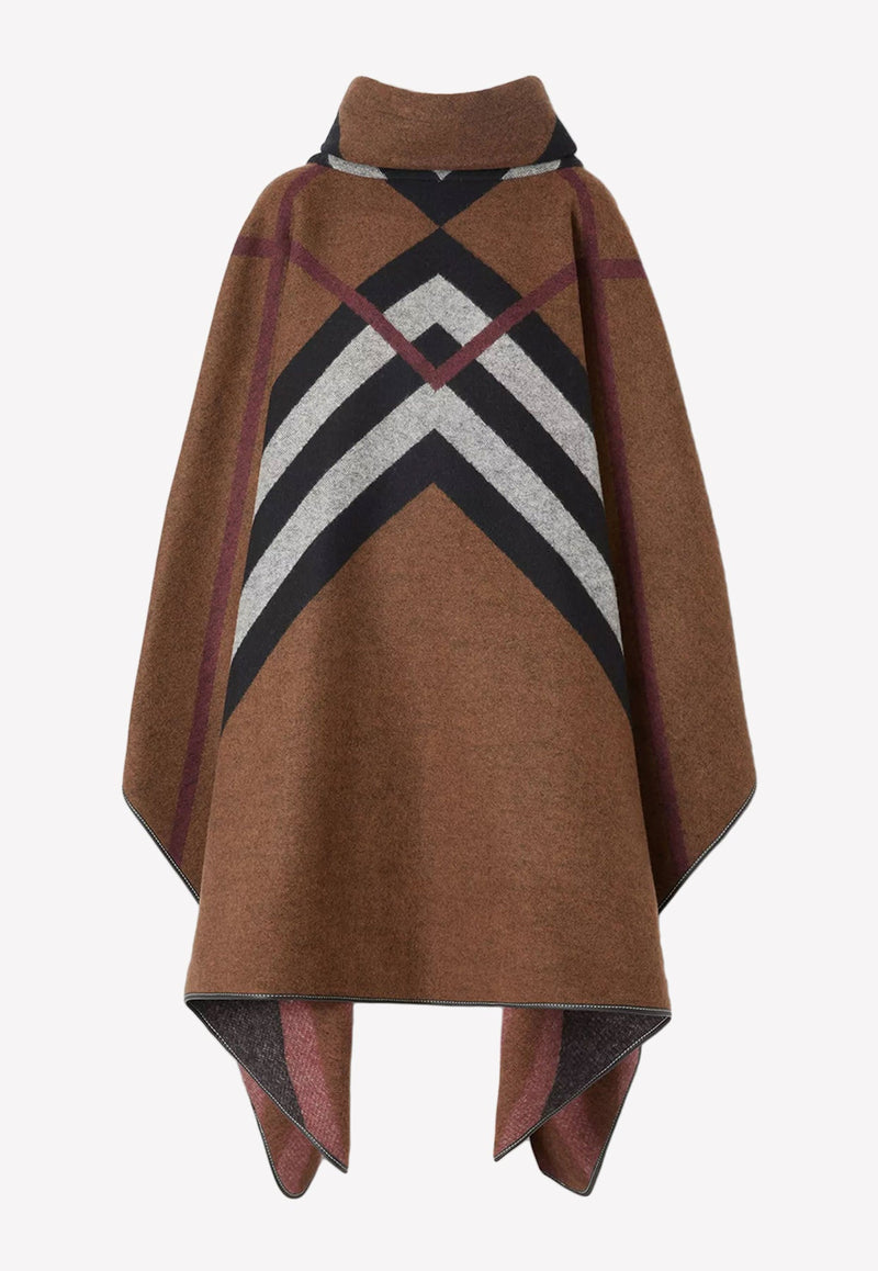 Wootton Jacquard Cashmere Chevron Check Poncho