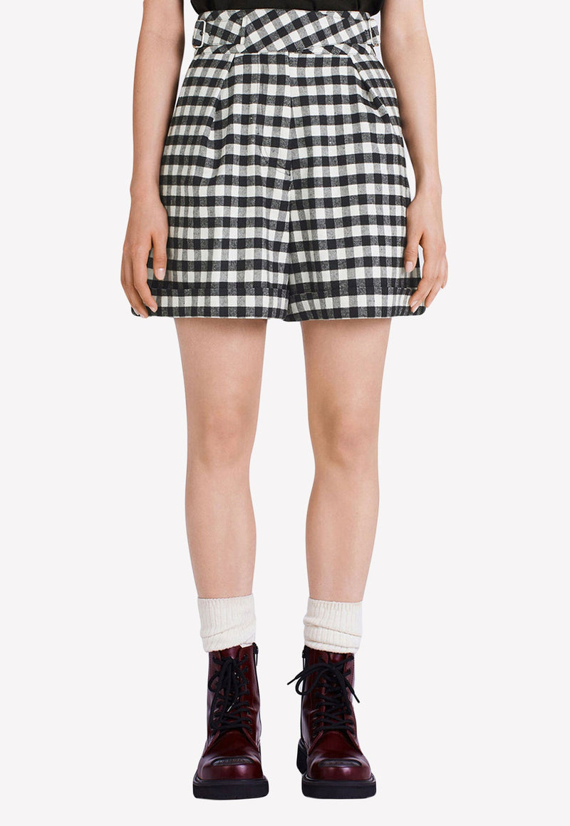 High-Waist Gingham Check Shorts