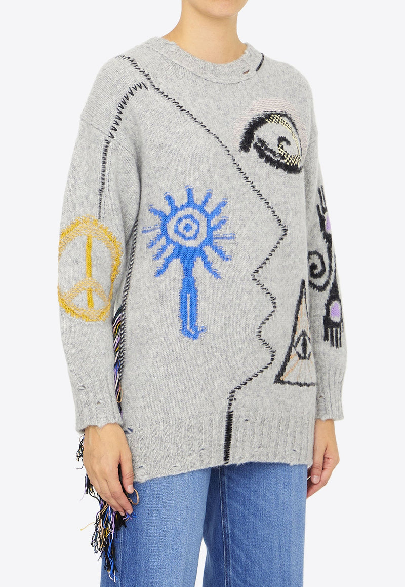 Folk Embroidery Sweater in Alpaca Blend