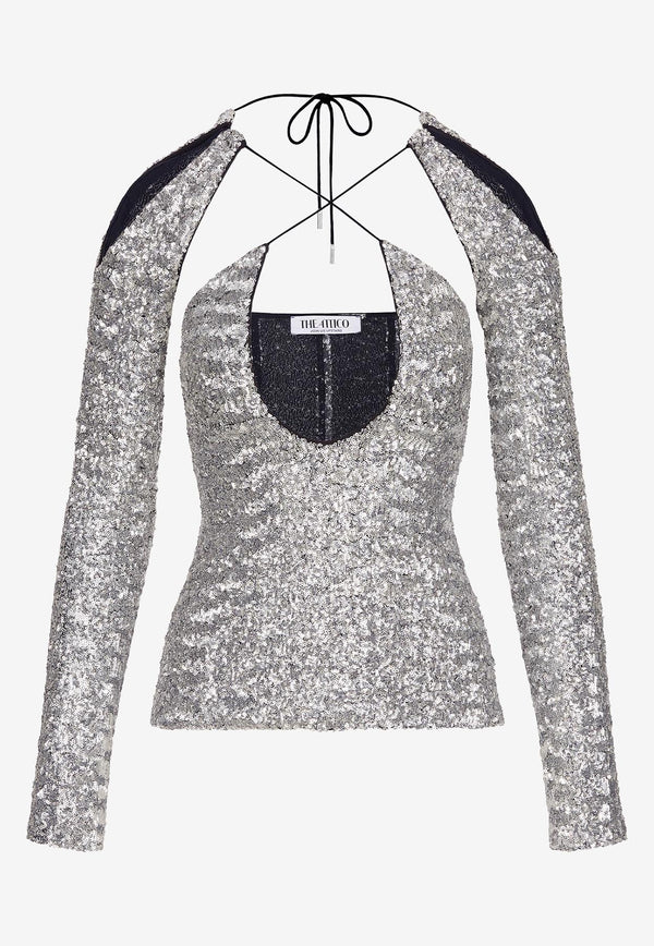 Zane Sequined Cut-Out Top