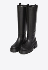 Platform Mid-Calf Leather Boots