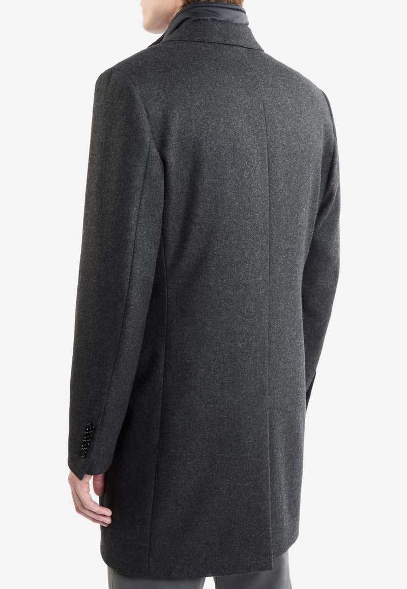 Single-Breasted Wool Blend Coat