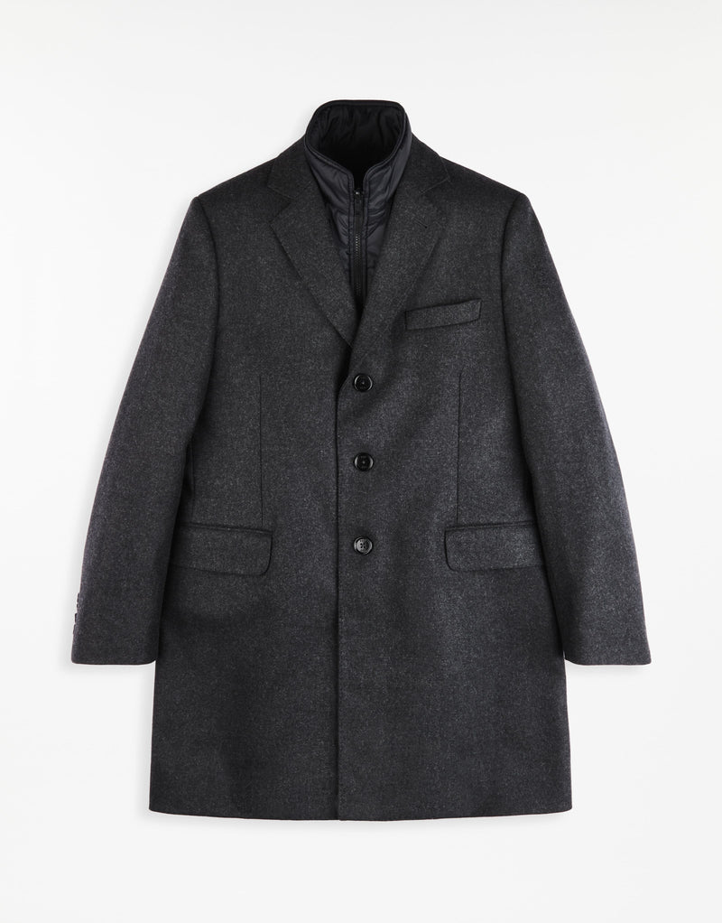 Single-Breasted Wool Blend Coat