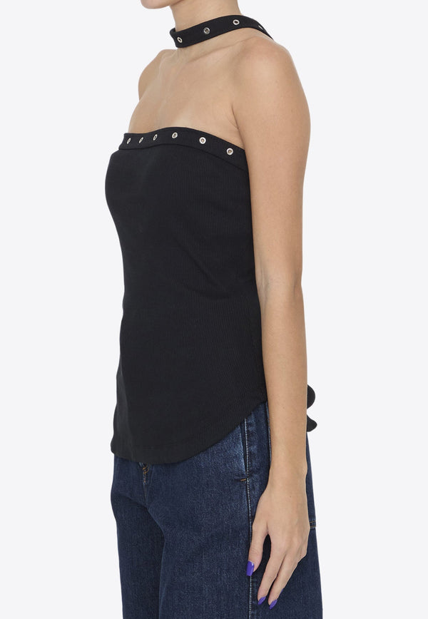 Halterneck Sleeveless Ribbed Top