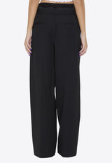 Layered Wide-Leg Wool Pants