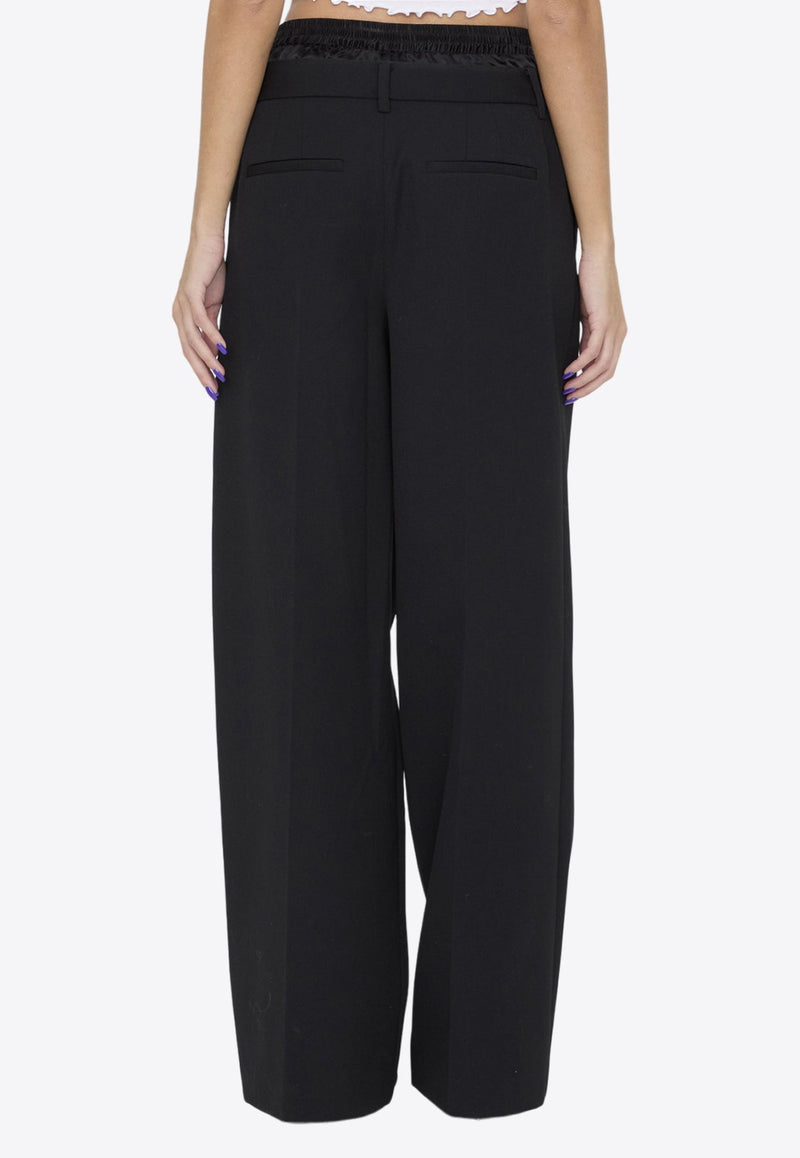 Layered Wide-Leg Wool Pants