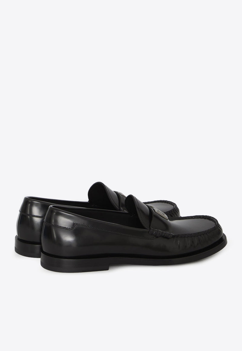 Logo-Plaque Leather Loafers