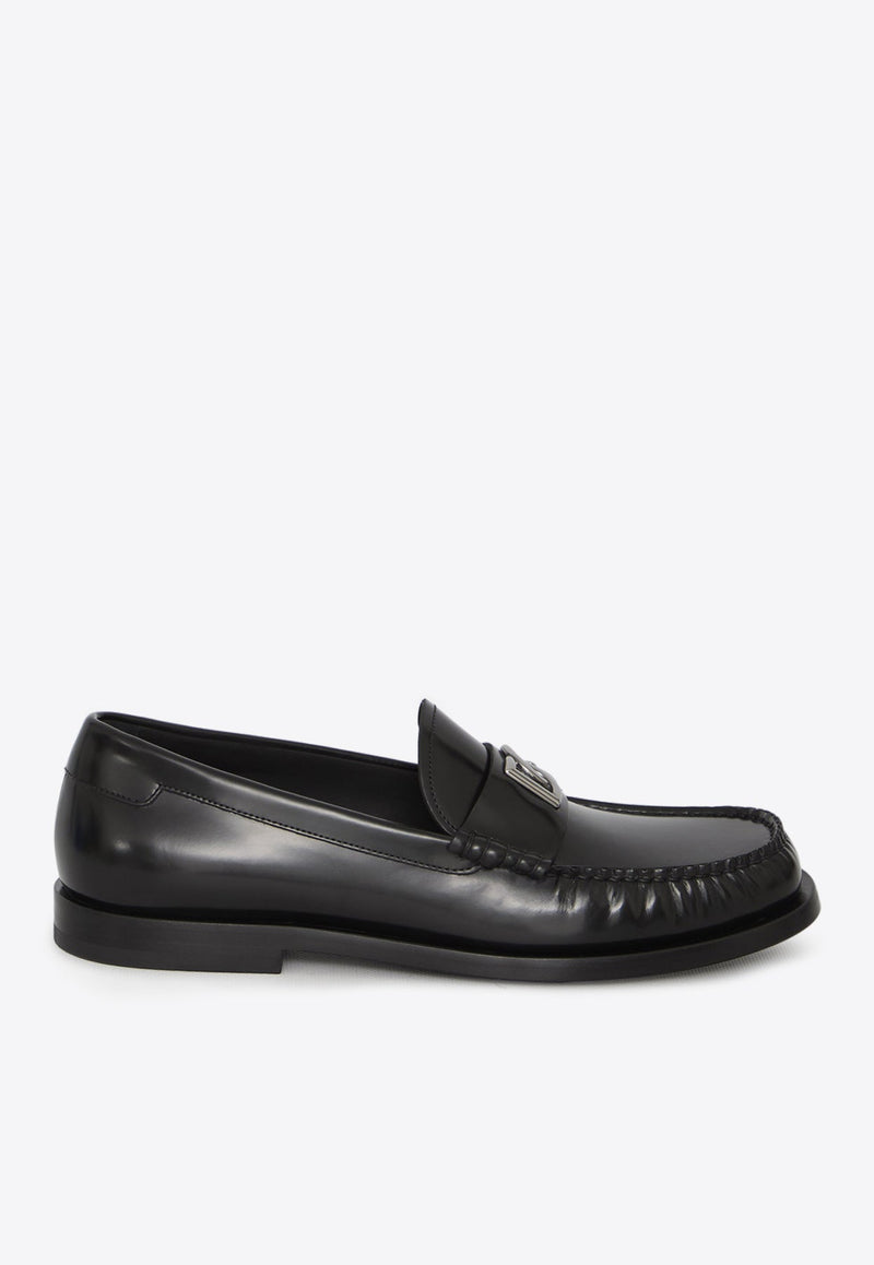 Logo-Plaque Leather Loafers