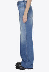 Washed-Effect Wide Jeans