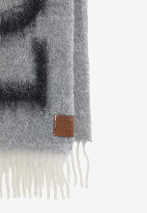Logo Jacquard Wool and Mohair Blend Scarf